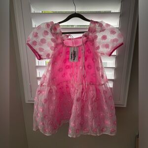 Lola and the Boys Pink Daisy Pouf Dress